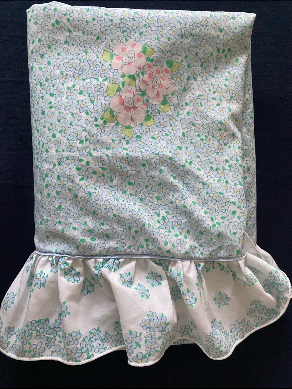 VTG Martex Barbara Brody Floral Twin Sheet Cottagecore Ruffle Edge